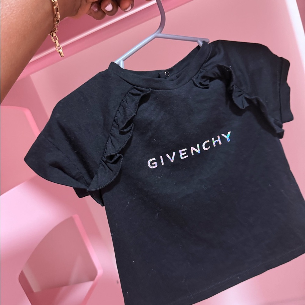 Givenchy Kids Black Ruffle Sleeve Tee